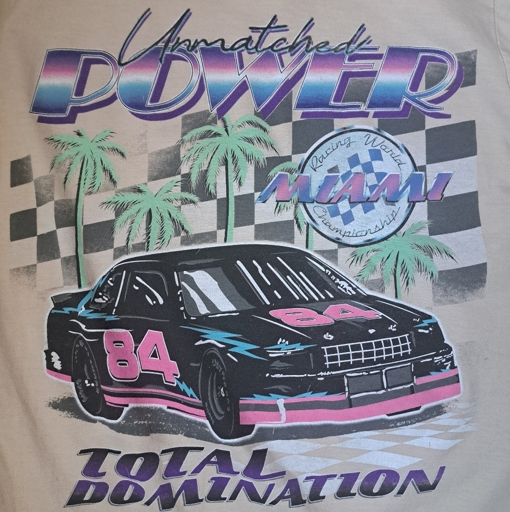 Thrift Shop Exchange MIAMI 84 RACING SPEEDWAY tshirt short sleeve Retro TEE S - Picture 4 of 6